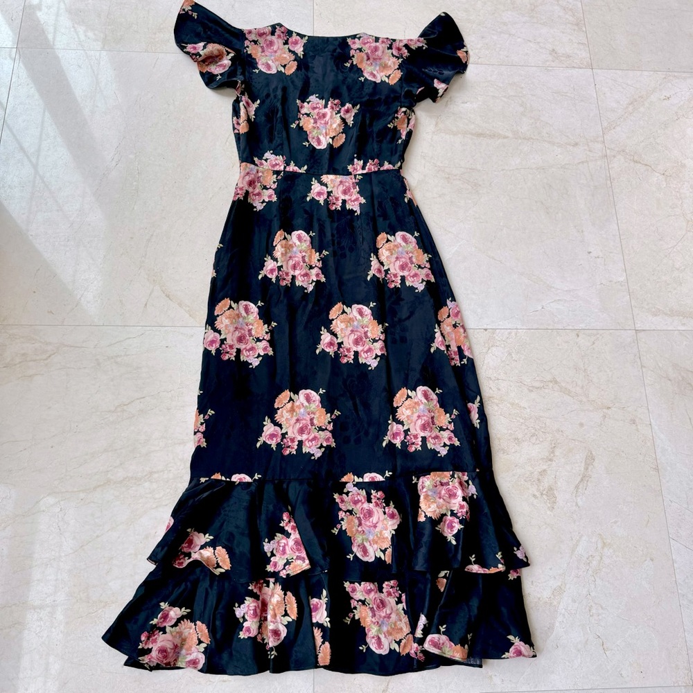 LoveShackFancy Elowen Midi dress floral Silk blend fabric size 0 - Picture 7 of 14